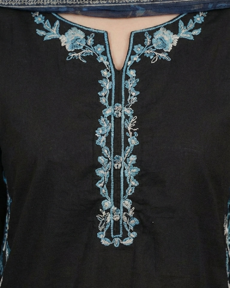 3 Piece Summer Cotton Suit-Embroidered (Pret)