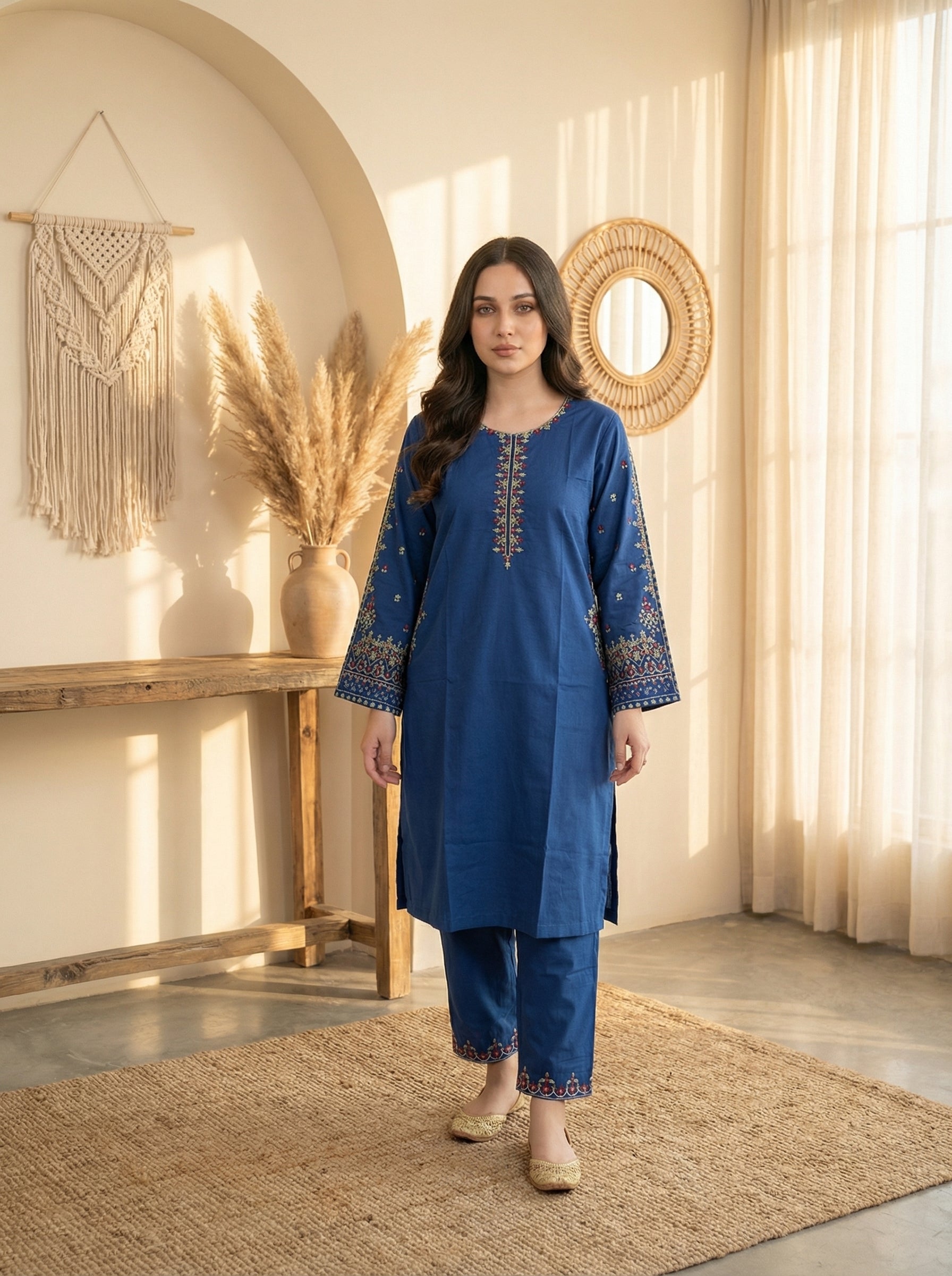 Embroidered Soft Cotton 3-Piece Suit