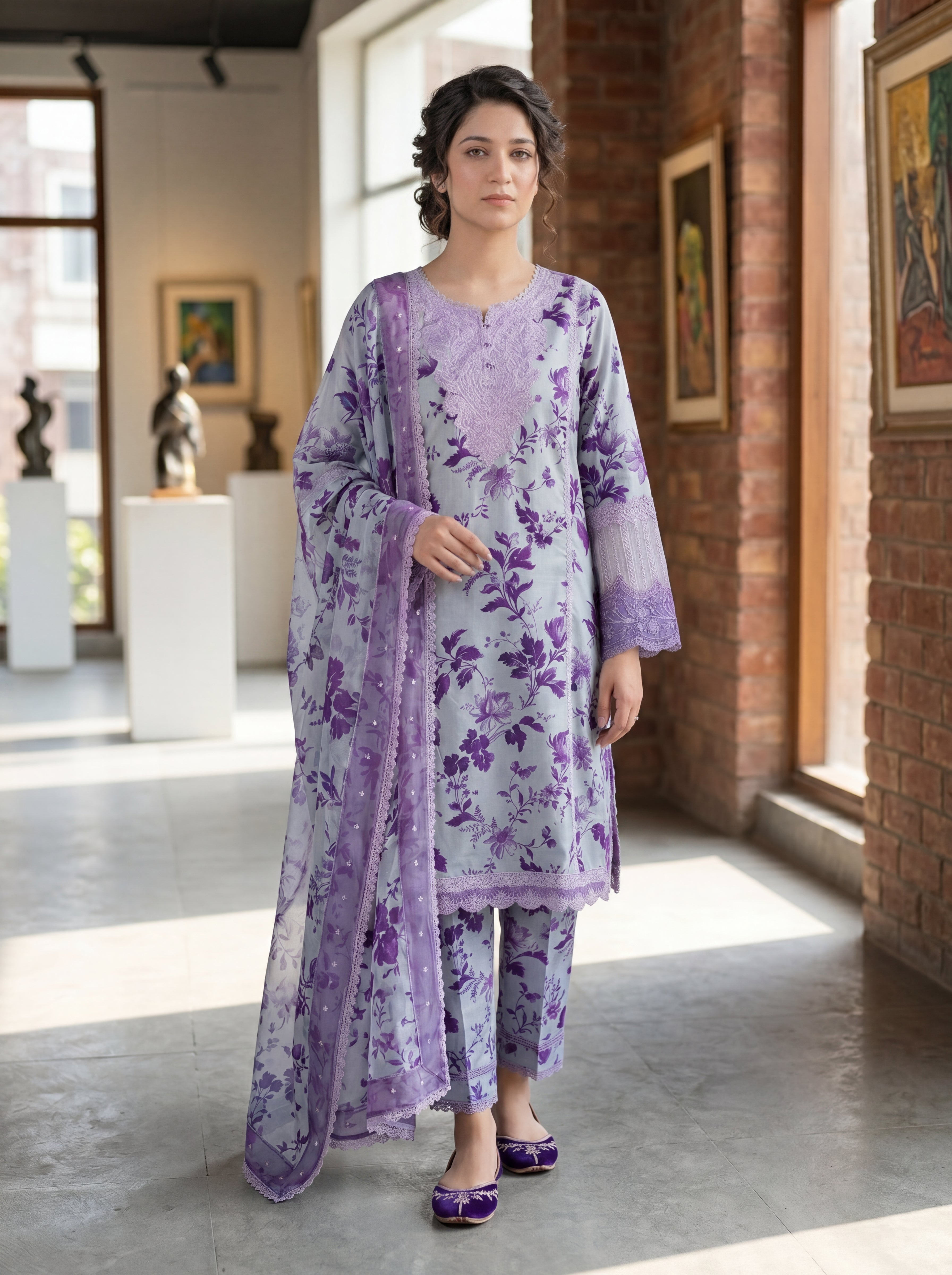 3 Piece Luxury Lawn Suit-Embroidered (Pret)