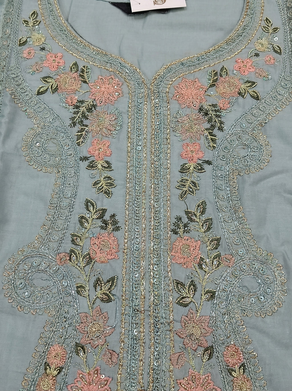 Sky Blue Embroidered 3-Piece Suit