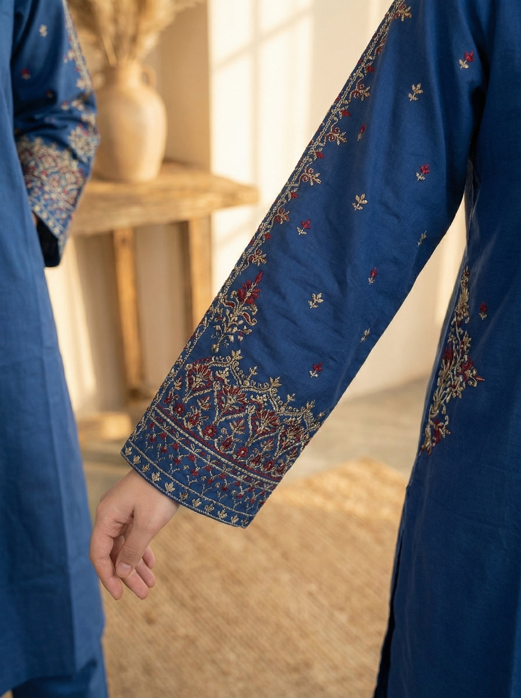 Embroidered Soft Cotton 3-Piece Suit