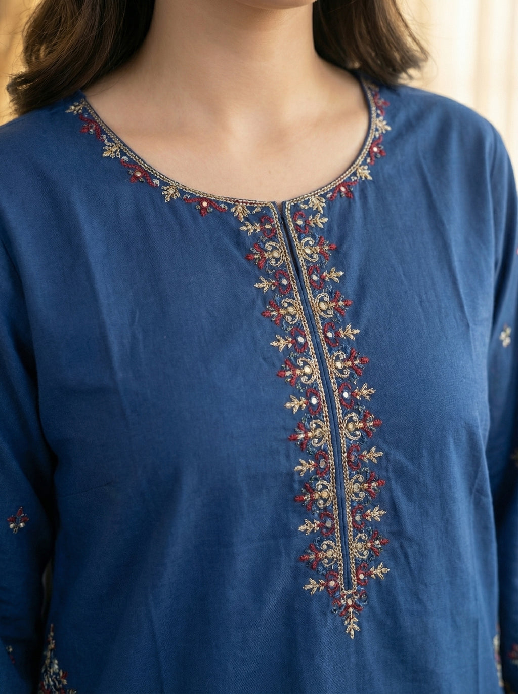Embroidered Soft Cotton 3-Piece Suit
