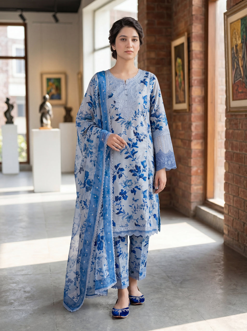 3 Piece Luxury Lawn Suit-Embroidered (Pret)