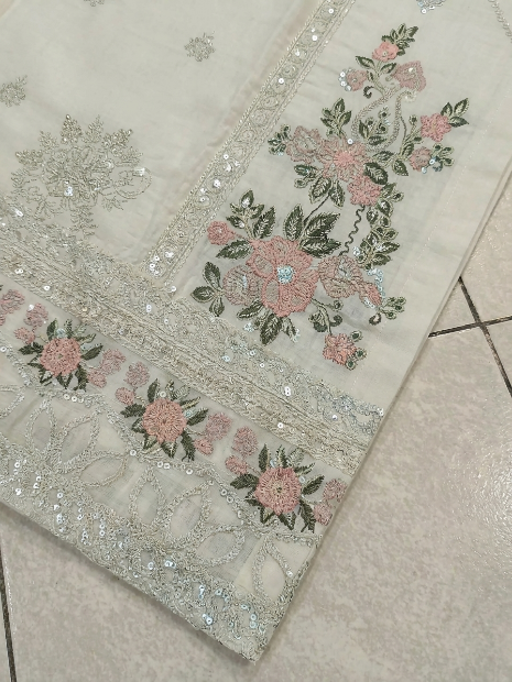 3 Piece Creamy Off-White Embroidered (Pret)