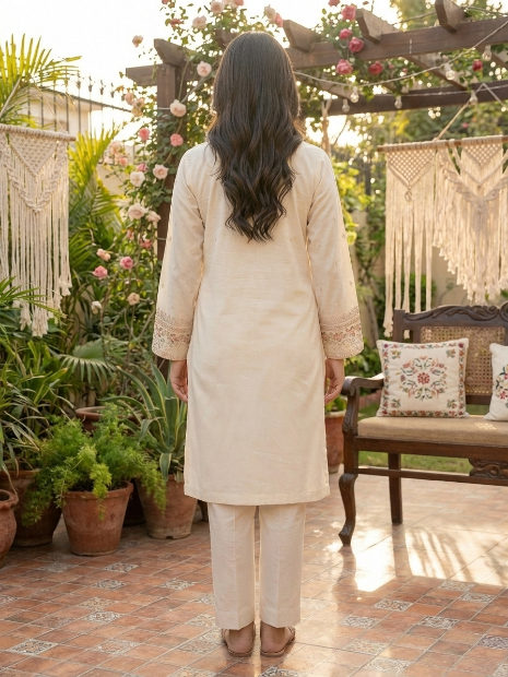 3 Piece Creamy Off-White Embroidered (Pret)