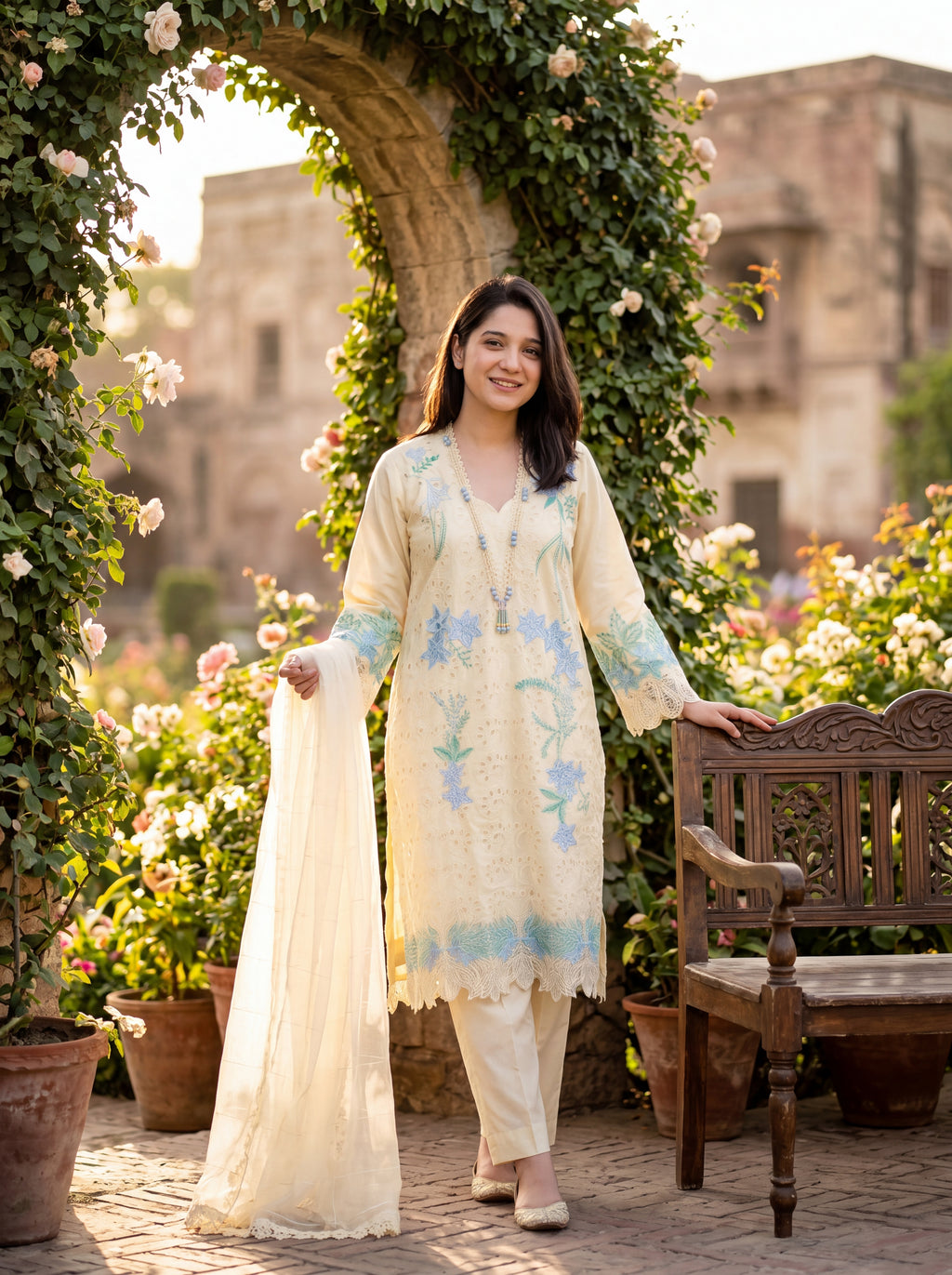 3 Piece Luxury Lawn suit-Embroidered Chikenkari (Pret)