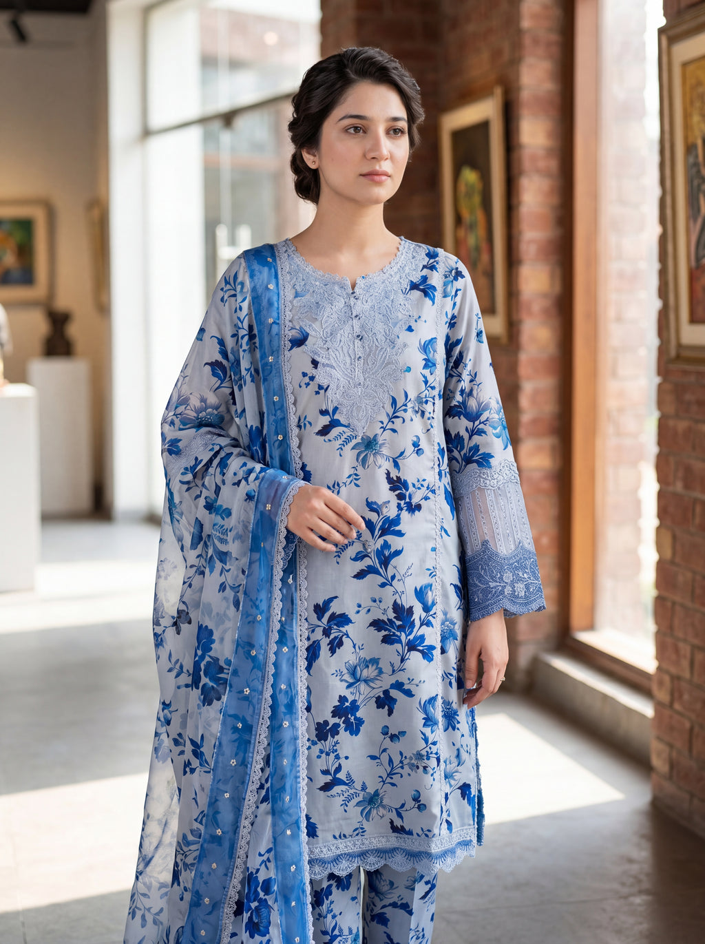 3 Piece Luxury Lawn Suit-Embroidered (Pret)
