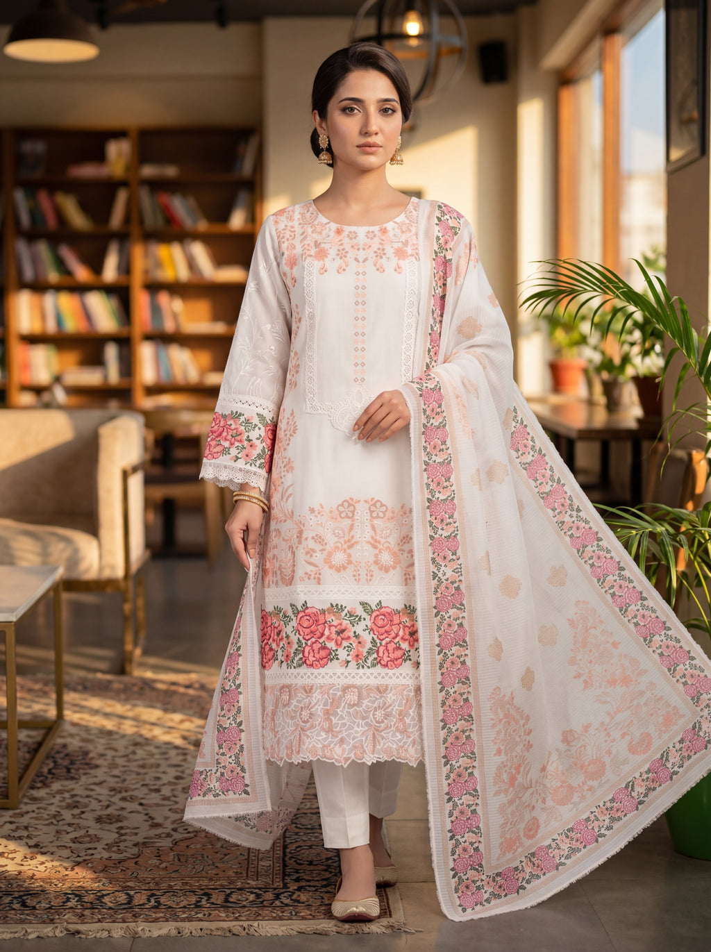 3 Piece Luxury Lawn Suit- Heavy Embroidered (Pret)