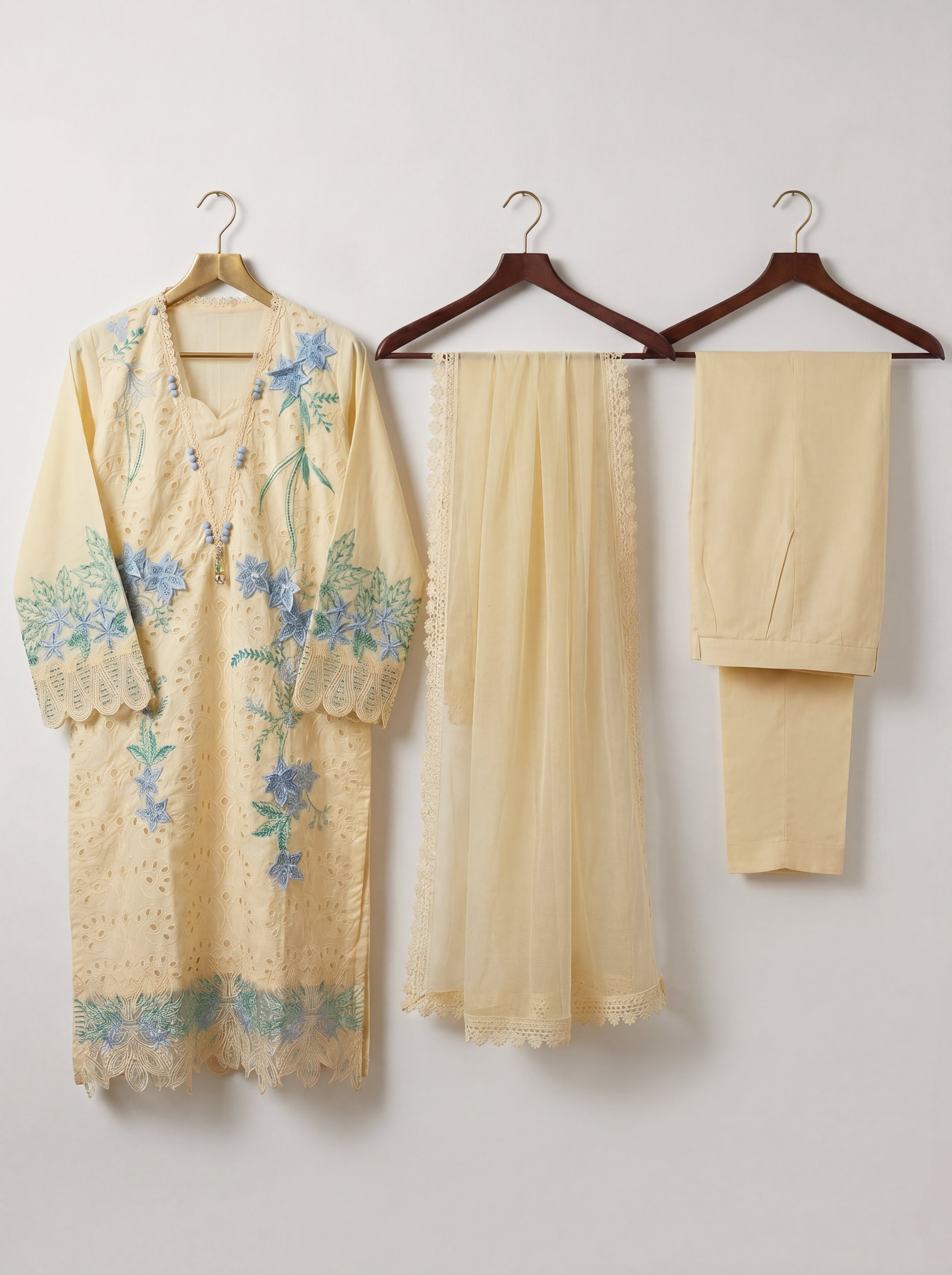 3 Piece Luxury Lawn suit-Embroidered Chikenkari (Pret)