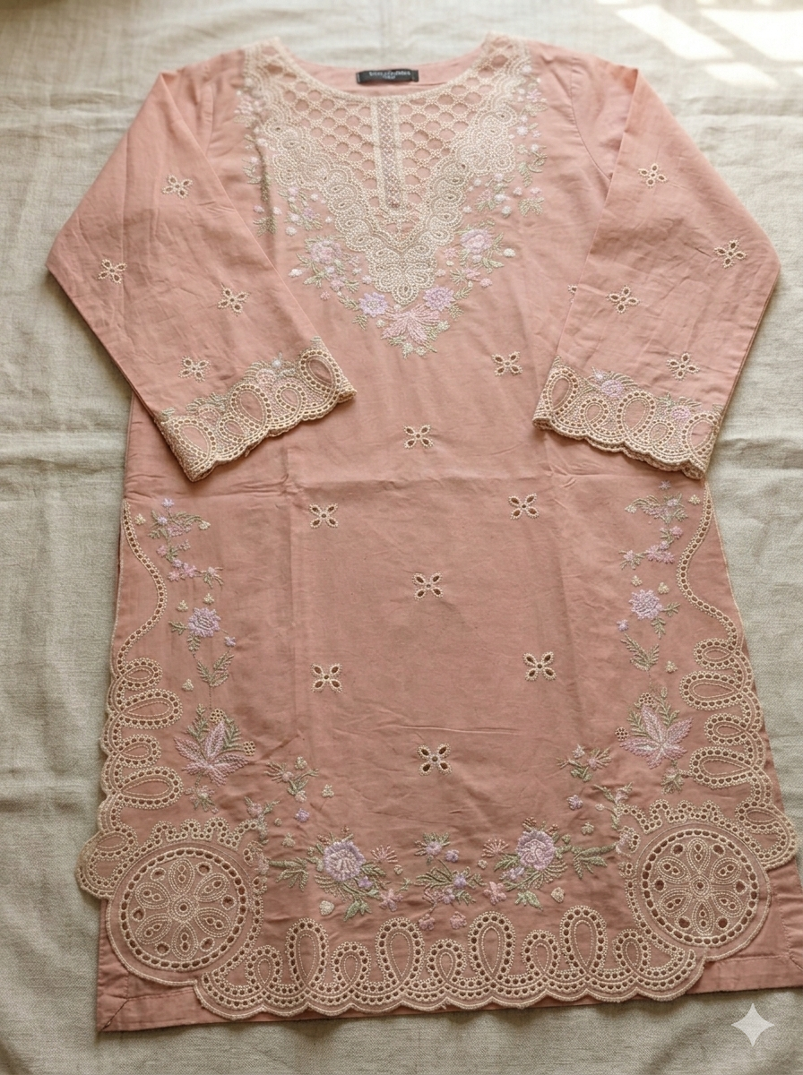 3 Piece Summer Cotton Suit Embroidered (Pret)
