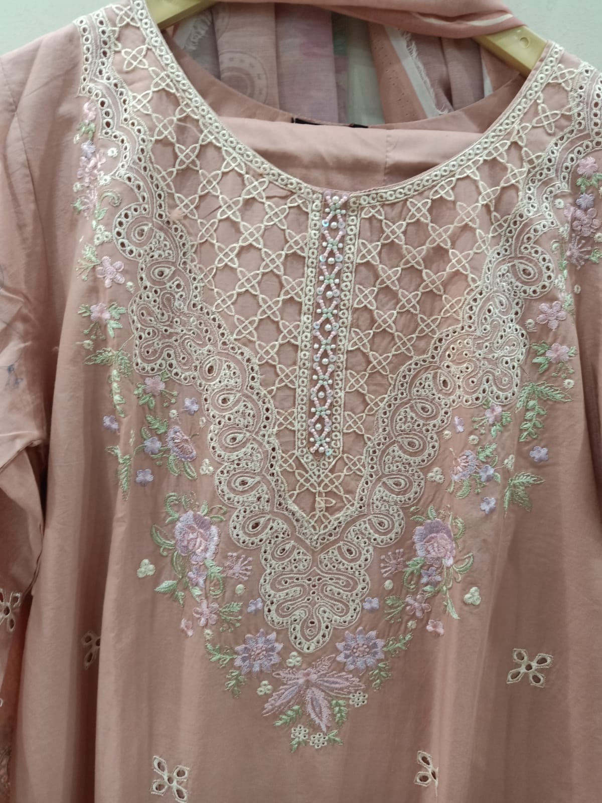 3 Piece Summer Cotton Suit Embroidered (Pret)