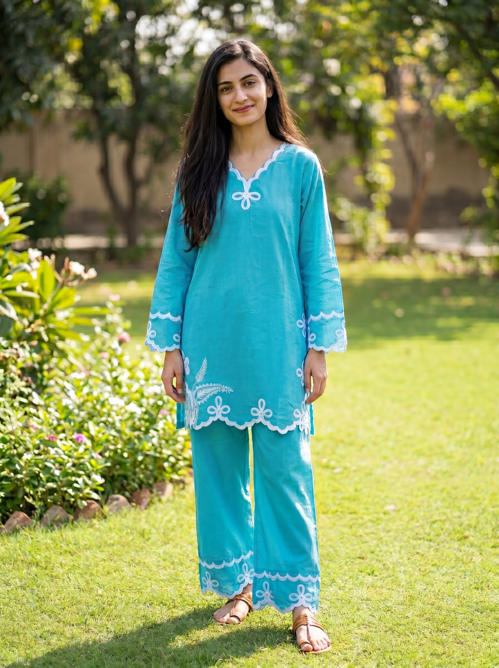 2 Piece Summer Cotton Suit-Embroidered(Pret)